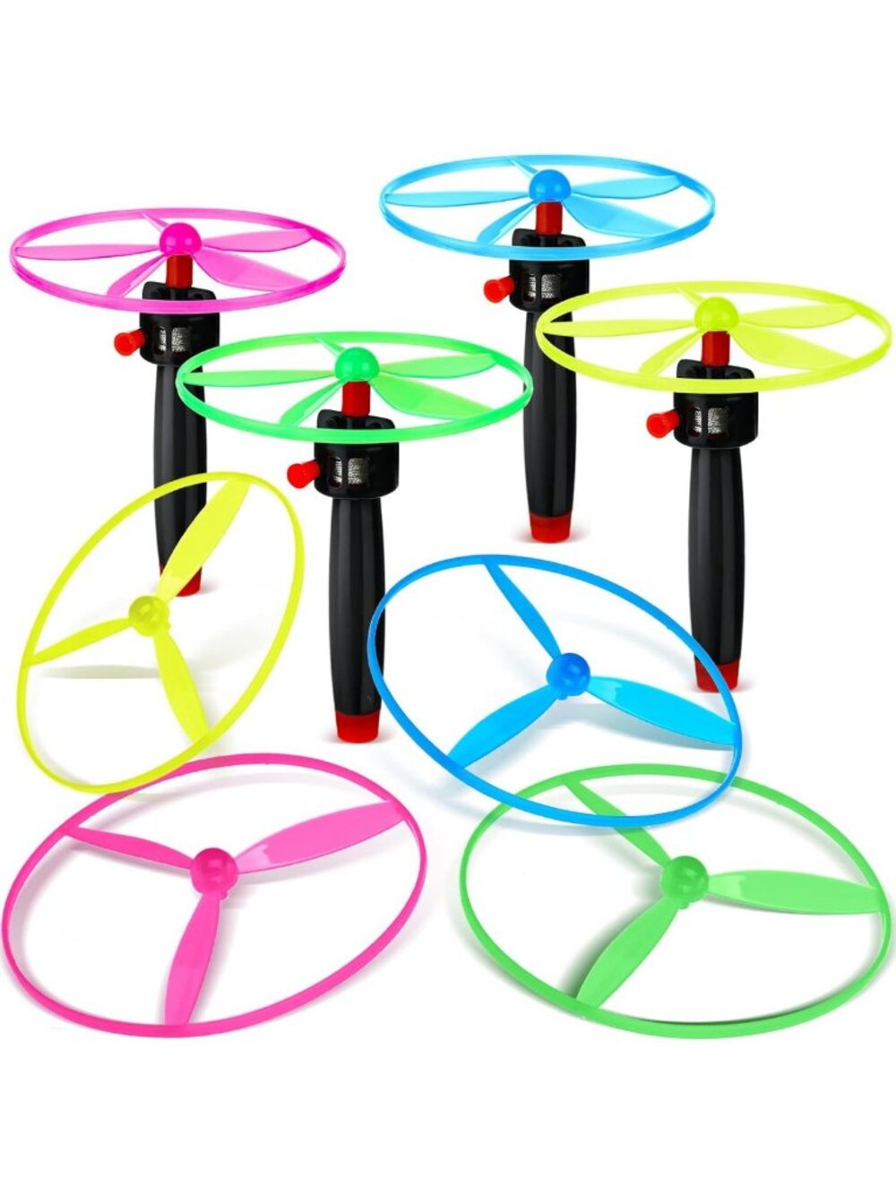 Flying Disc Helicopter Toy Set - 36 Pcs with Launchers for Outdoor Fun & Parties